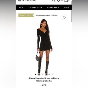 Camila Coelho Black Sweater Dress xs great condition